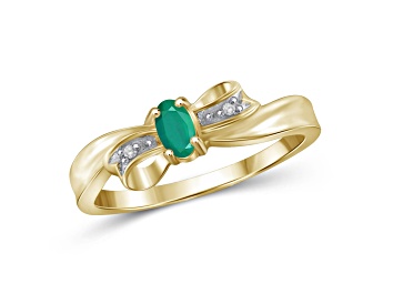 Picture of Green Emerald 14K Gold Over Sterling Silver Ring 0.30ctw