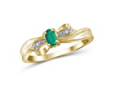 Green Emerald 14K Gold Over Sterling Silver Ring 0.30ctw