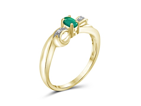 Green Emerald 14K Gold Over Sterling Silver Ring 0.30ctw