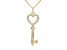 White Cubic Zirconia 14k Yellow Gold Key Pendant With Chain 0.20ctw