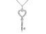 White Cubic Zirconia 14k White Gold Key Pendant With Chain 0.20ctw