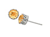 Yellow Citrine Sterling Silver Stud Earrings 1.30ctw