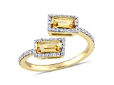 0.75ctw Citrine and 0.25ctw Diamond 14k Yellow Gold Bypass Ring