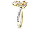 0.75ctw Citrine and 0.25ctw Diamond 14k Yellow Gold Bypass Ring