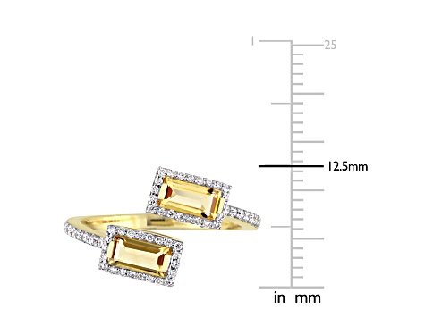 0.75ctw Citrine and 0.25ctw Diamond 14k Yellow Gold Bypass Ring