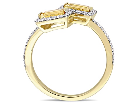 0.75ctw Citrine and 0.25ctw Diamond 14k Yellow Gold Bypass Ring