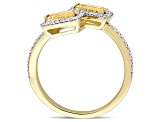 0.75ctw Citrine and 0.25ctw Diamond 14k Yellow Gold Bypass Ring