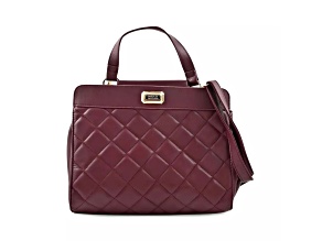 Badgley Mischka Sm Compartment Shoulder Bag w/Turn Lock/Detachable Strap in Plum.