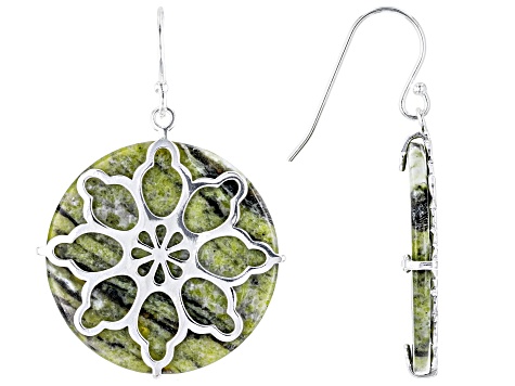 Green Connemara Marble Sterling Silver Earrings