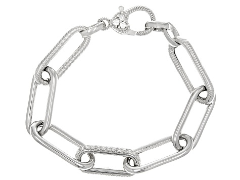 Judith Ripka Rhodium Over Sterling Silver Verona Link Bracelet