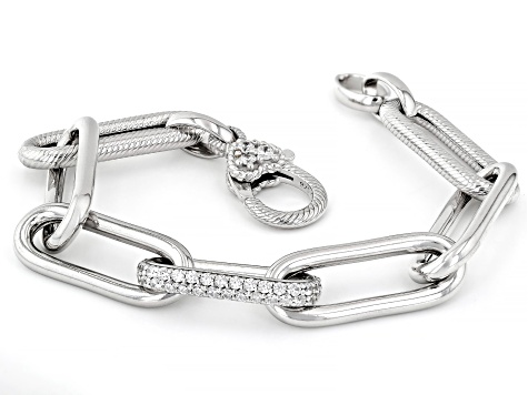 Judith Ripka Rhodium Over Sterling Silver Verona Link Bracelet