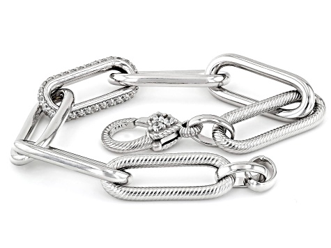 Judith Ripka Rhodium Over Sterling Silver Verona Link Bracelet