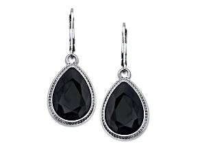 1928 Jewelry Silver-Tone Black Faceted Pearshape Earrings