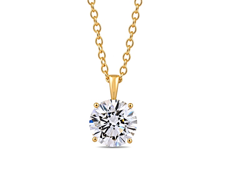 Certified White Lab-Grown Diamond F VS1 10K Yellow Gold Solitaire Pendant With Cable Chain 2.00ct