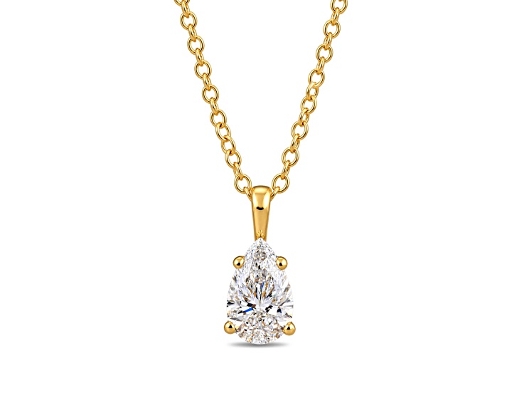 Certified White Lab-Grown Diamond F VS1 10K Yellow Gold Solitaire Pendant With Cable Chain 1.00ct