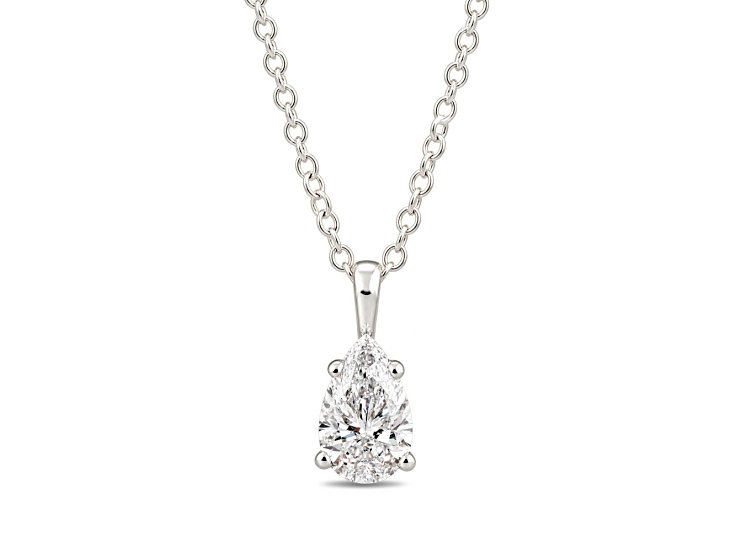 Certified White Lab-Grown Diamond F VS1 10K White Gold Solitaire Pendant With Cable Chain 1.00ct