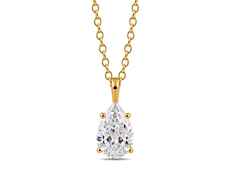 Certified White Lab-Grown Diamond F VS1 10K Yellow Gold Solitaire Pendant With Cable Chain 2.00ct