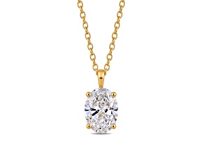 Certified White Lab-Grown Diamond F VS1 10K Yellow Gold Solitaire Pendant With Cable Chain  1.00ct