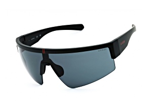 Guess Men's Matte Black Shield Frame / Smoke Lenses Sunglasses