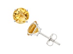 Citrine Round 10K White Gold Stud Earrings, 2.2ctw