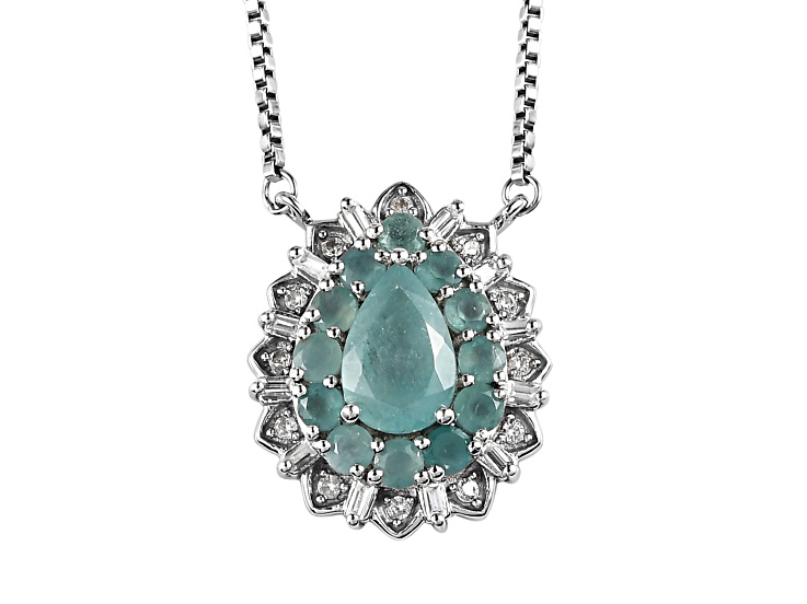 Sterling Silver Mixed Grandidierite and White Zircon Necklace 2.76