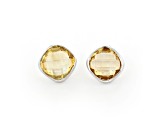 Yellow Cushion Citrine Sterling Silver Earrings 11ctw