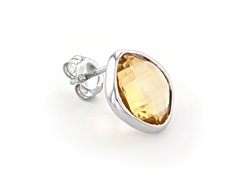 Yellow Citrine Rhodium Over Sterling Silver Earrings 11.00ctw