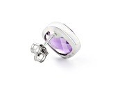 Purple Cushion Amethyst Sterling Silver Earrings 12ctw