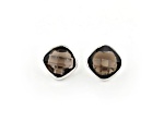 Brown Cushion Smoky Quartz Sterling Silver Earrings 11ctw