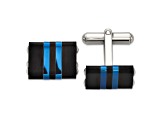 Stainless Steel Brushed and Polished Black/Blue IP-plated Cuff Links