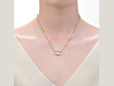 Clear Cubic Zirconia, 14K Gold Plated over Brass Paperclip Charm Necklace