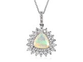 Sterling Silver Ethiopian Opal and White Zircon Pendant With Chain 1.78ctw