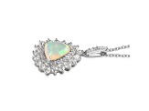 Sterling Silver Ethiopian Opal and White Zircon Pendant With Chain 1.78ctw