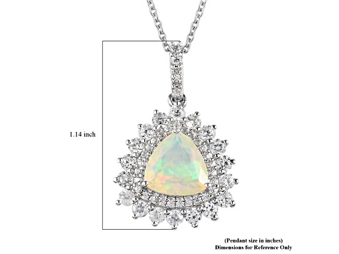 Sterling Silver Ethiopian Opal and White Zircon Pendant With Chain 1.78ctw