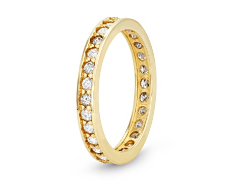 White Diamond 10K Yellow Gold Eternity Band Ring 0.75ctw