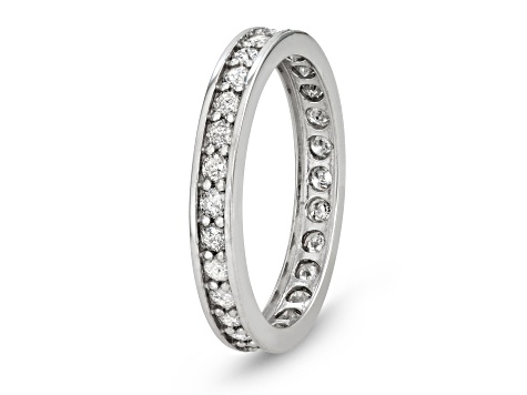 White Diamond 10K White Gold Eternity Band Ring 0.75ctw