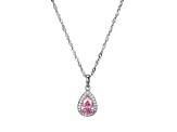 Pink and White Cubic Zirconia Platineve®  Pendant With Chain 2.41ctw