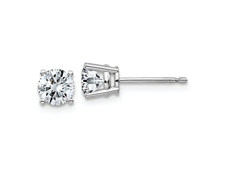Rhodium Over 14K White Gold 1ct. 5.0mm Round G H I True Light Moissanite Earrings