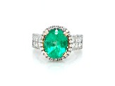 4.53 Ctw Colombian Emerald and 1.31 Ctw White Diamond Ring in 14K 2-Tone