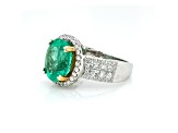 4.53 Ctw Colombian Emerald and 1.31 Ctw White Diamond Ring in 14K 2-Tone