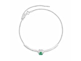 Emerald and White Topaz Sterling Silver Bolo Bracelet