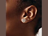 Rhodium Over 14k White Gold 9mm Diamond Fancy Clover Stud Earrings