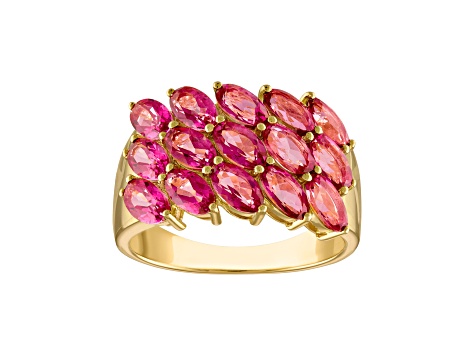 Pink Topaz 14K Yellow Gold Over Silver Ring 4.20ctw