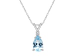8x5mm Pear Shape Aquamarine with Diamond Accent 14k White Gold Pendant With Chain