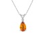 8x5mm Pear Shape Citrine with Diamond Accent 14k White Gold Pendant With Chain