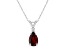 8x5mm Pear Shape Garnet with Diamond Accent 14k White Gold Pendant With Chain