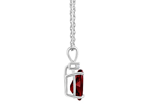 8x5mm Pear Shape Garnet with Diamond Accent 14k White Gold Pendant With Chain