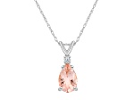 8x5mm Pear Shape Morganite with Diamond Accent 14k White Gold Pendant With Chain
