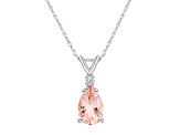 8x5mm Pear Shape Morganite with Diamond Accent 14k White Gold Pendant With Chain