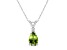 8x5mm Pear Shape Peridot with Diamond Accent 14k White Gold Pendant With Chain